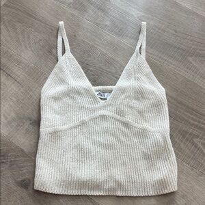 Zara Cream Ribbed Knit Camisole size XS